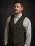 Donegal Tweed Waistcoat in Green - Premium Irish Wool Vest | Hatman of Ireland
