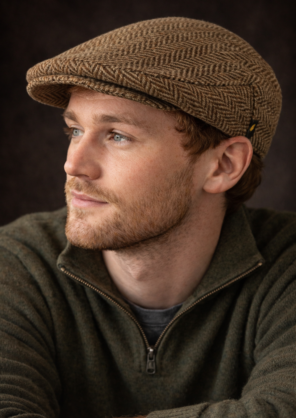 Donegal Tweed Flat Cap | Brown Herringbone | Handcrafted Irish Heritage