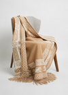 Aran 100% Wool Reversible Celtic Blanket | Natural