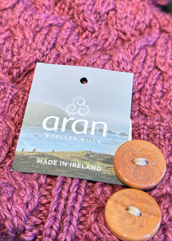 Aran Supersoft Merino Button Hat | Jam