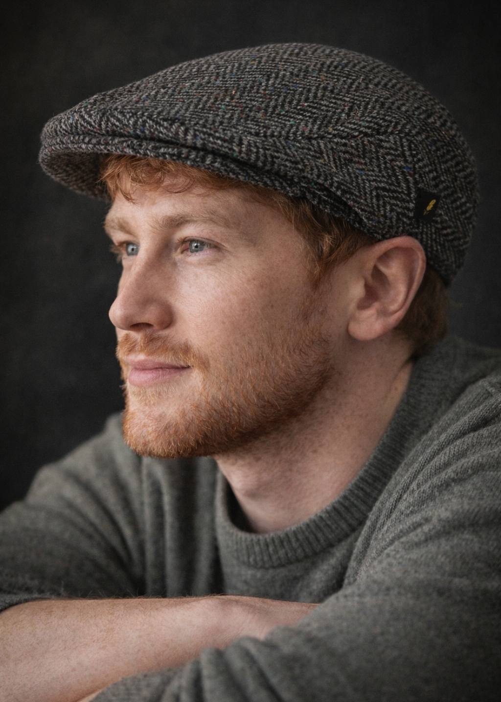 Donegal Tweed Flat Cap Charcoal - Premium Irish Wool Cap by Hatman of Ireland