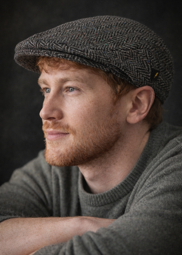 Donegal Tweed Flat Cap Charcoal - Premium Irish Wool Cap by Hatman of Ireland