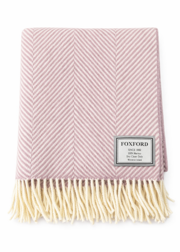 Foxford Merino Wool Throw | Rose/White