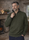 Men's Lambswool Quarter Zip Sweater - Green Marl | IrelandsEye Knitwear