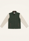 Saol Men's Green Herringbone Virgin Wool Zip Jacket