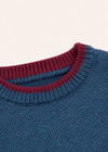 Saol Men's Fisherman Rib Crew Neck Sweater – Navy Green Mix