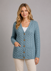 Aran Button-Up Cable Knit Cardigan | Mist Marl 