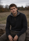 Men's Lambswool Quarter Zip Sweater - Charcoal | IrelandsEye Knitwear