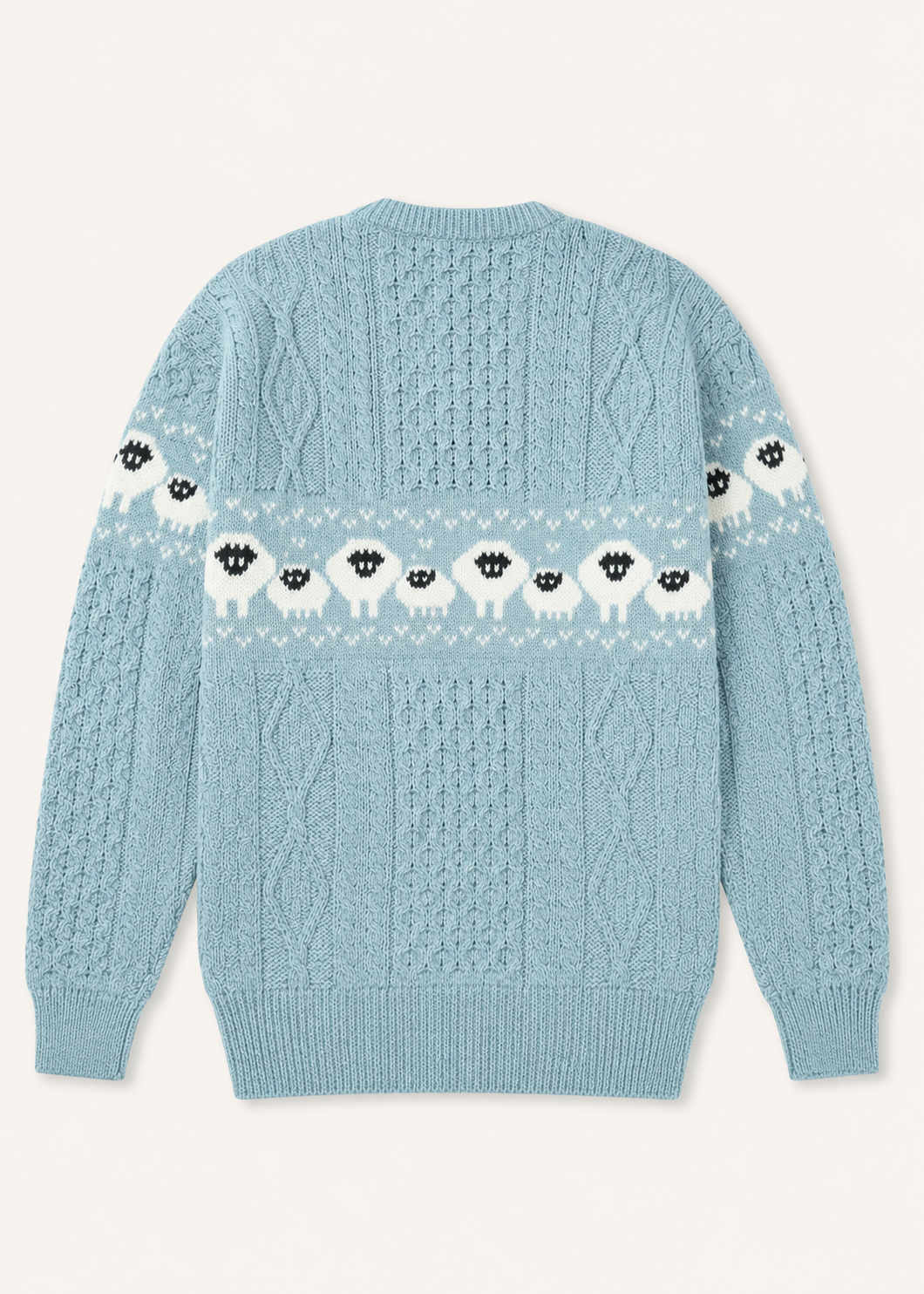 Oversized Aran Crew Neck Merino Wool Sheep Sweater | Mermaid