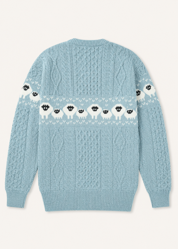 Oversized Aran Crew Neck Merino Wool Sheep Sweater | Mermaid