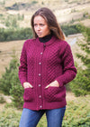 Aran Lumber Cardigan | Raspberry Marl