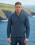Aran Shawl Neck Sweater | Denim