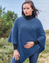 Aran Merino Wool V Poncho | Denim Marl - Clearance