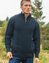 Aran Merino Wool Half Zip Sweater | Blackwatch