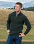 Aran Merino Wool Half Zip Sweater | Green
