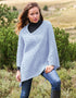 Aran Merino Wool V Poncho | Sky - Clearance