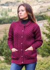 Aran Lumber Cardigan | Raspberry Marl