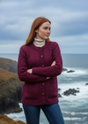 Aran Lumber Cardigan | Raspberry Marl