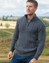 Aran Merino Wool Half Zip Sweater | Slate