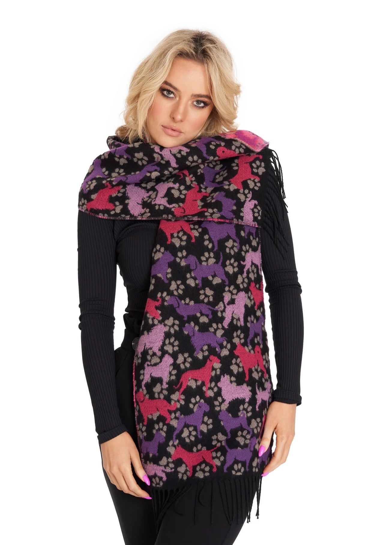 Jimmy Hourihan Fringed Dog Scarf | Black