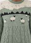 Unisex Pure Wool Sheep Aran Sweater | Sage Green