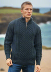 Aran Merino Wool Half Zip Sweater | Blackwatch