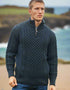 Aran Merino Wool Half Zip Sweater | Blackwatch