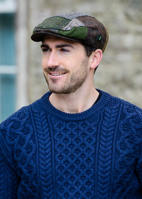 Mucros Trinity Cap | Handwoven Wool Flat Cap - Patch B