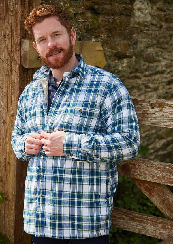 Men’s Flannel Fleece Lined Shirt - Douglas Blue Tartan (LV38)