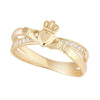 10K Gold CZ Claddagh Crossover Ring