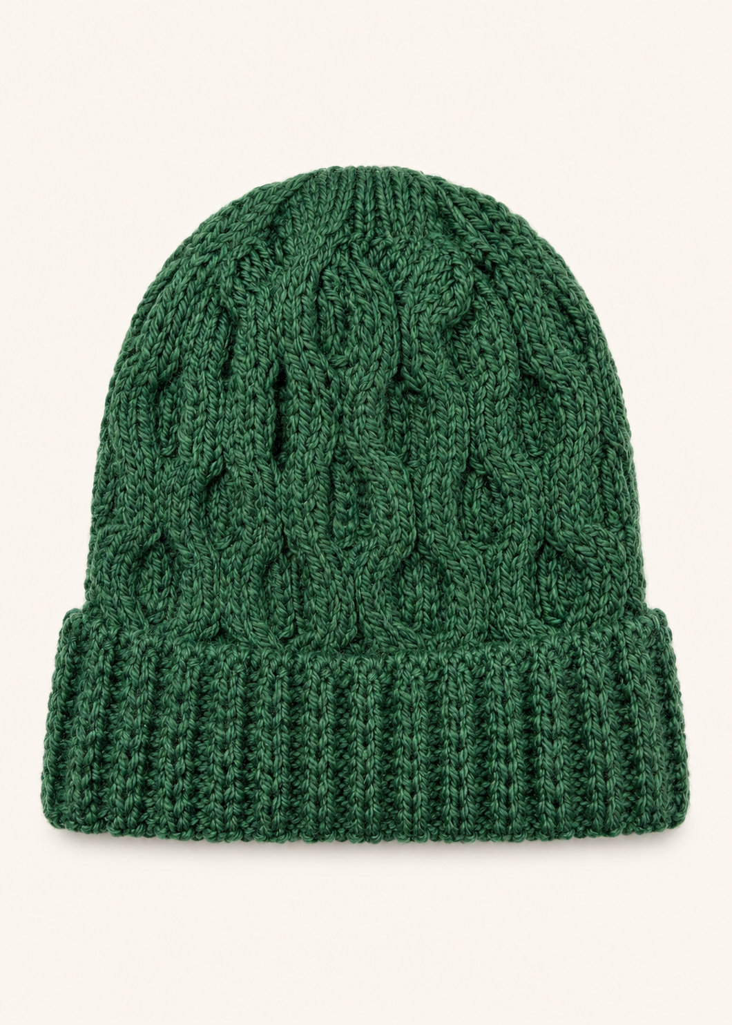 Aran Merino Wool Beanie Hat | Green 