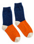 Tricolor Merino Wool Socks | Navy, Orange & Beige