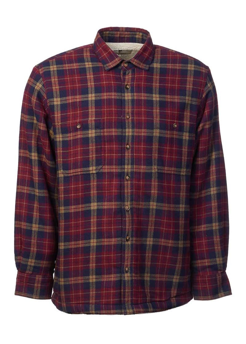 Lee Valley Flannel Fleece Lined Shirt | Maroon Navy Check