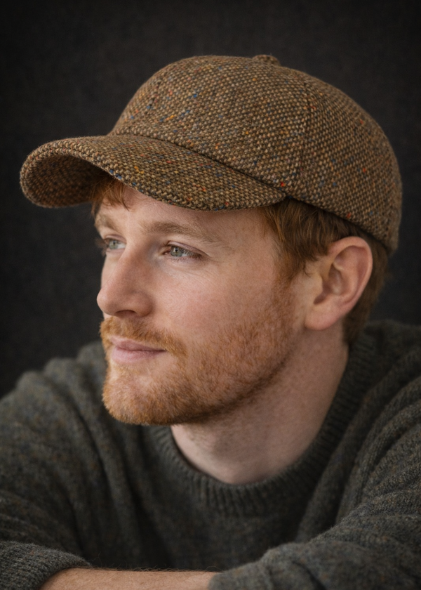Irish Tweed Baseball Cap - Brown Salt & Pepper | 100% Kerry Wool