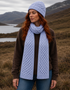 Aran Merino wool Honeycomb Scarf | Sky Marl