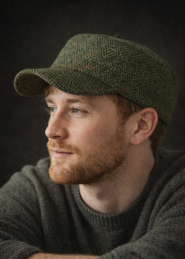 Green Cadet Cap | Donegal Tweed Military Style Cap