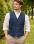 Navy Tweed Herringbone Waistcoat