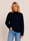 Merino Wool Cowl Neck Aran Sweater | Ocean