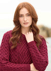 Aran Cable Knit Sweater - Pure Merino Wool | Fuchsia