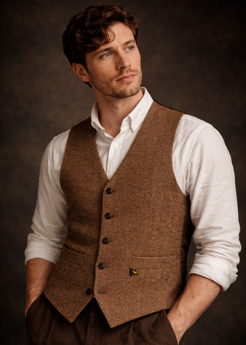 Donegal Tweed Waistcoat Brown - Premium Irish Wool Vest | Hatman of Ireland