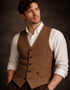 Donegal Tweed Waistcoat Brown - Premium Irish Wool Vest | Hatman of Ireland