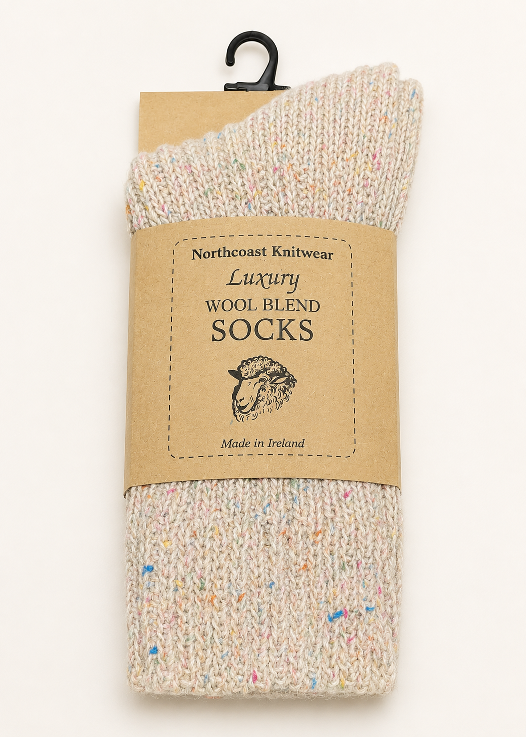 Luxury Irish Wool Blend Socks | White Multicolour