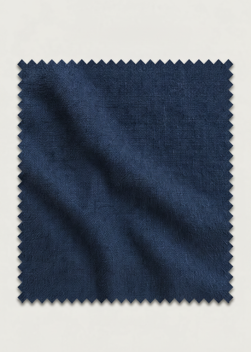 Chemise irlandaise style grand-père | Bleu encre, mélange coton-lin | Civile