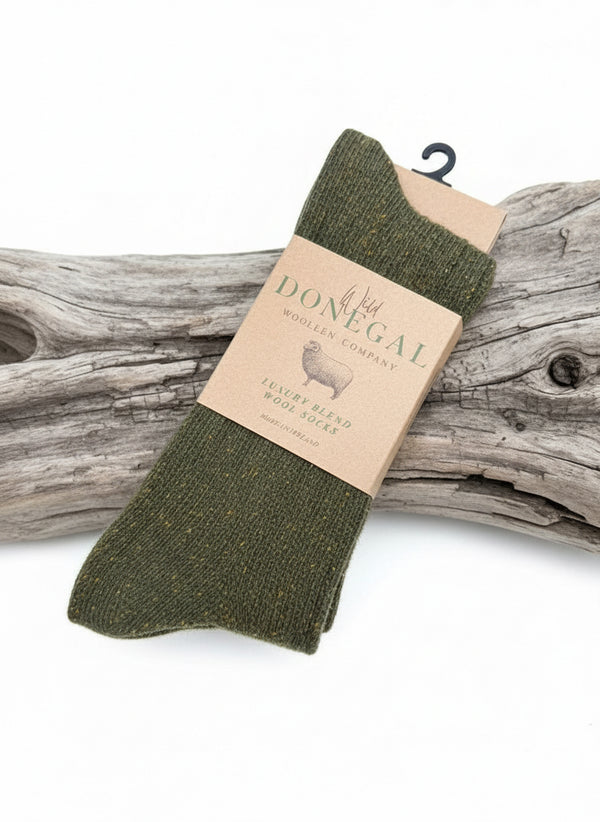 Men's Donegal Silk Wool Socks | Forest Green
