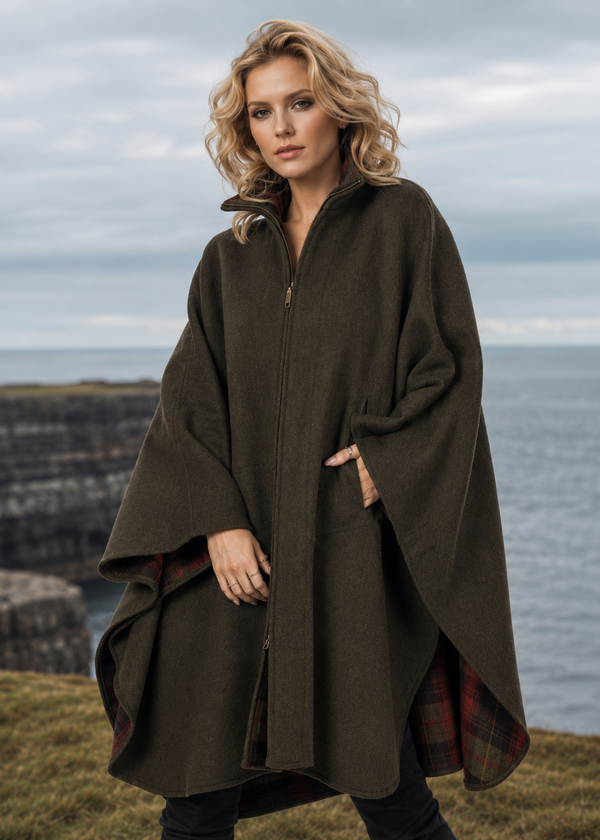 Jimmy Hourihan Zippered Cape | Army Green