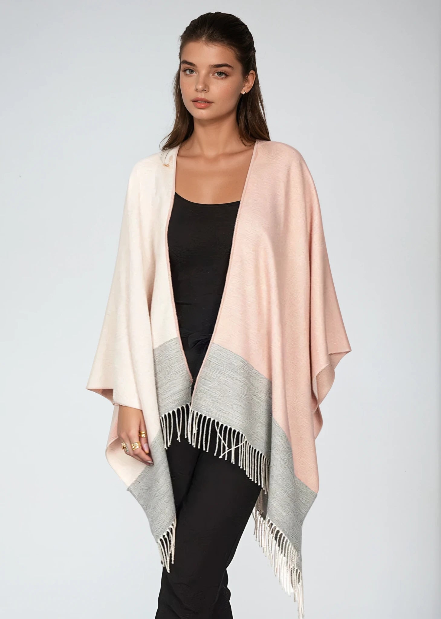 Jimmy Hourihan Fringed Shawl | Pink Block Check