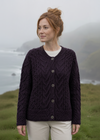Women's Aran Cable Knit Cardigan | Velvet Plum
