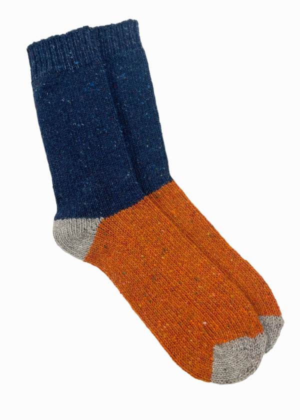 Tricolor 100% Merino Wool Socks | Navy