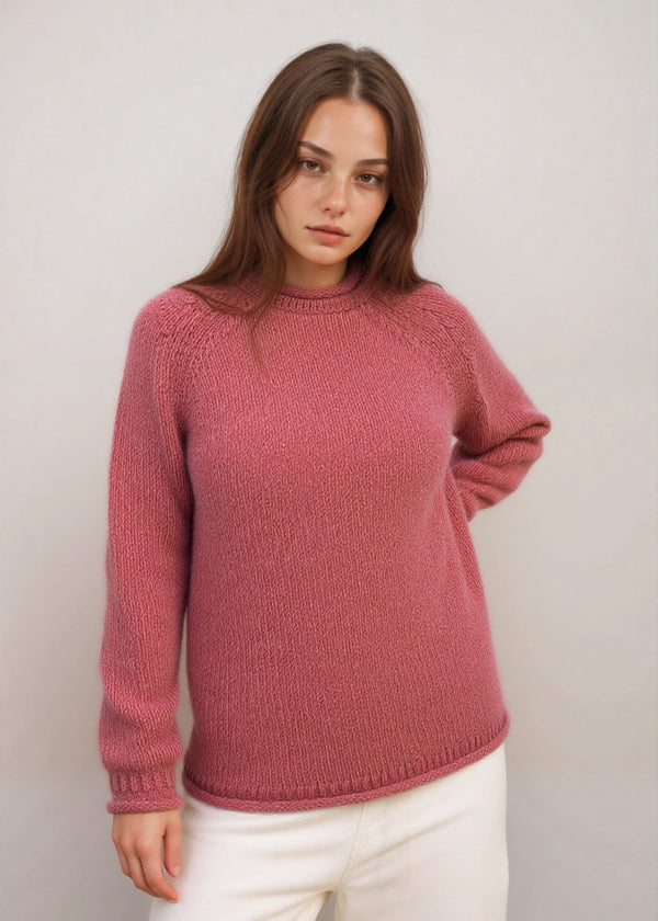 womens Roll Neck Fisherman Sweater | Pink 