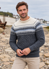 Aran Merino Crew Neck Fair isle Sweater - Slate